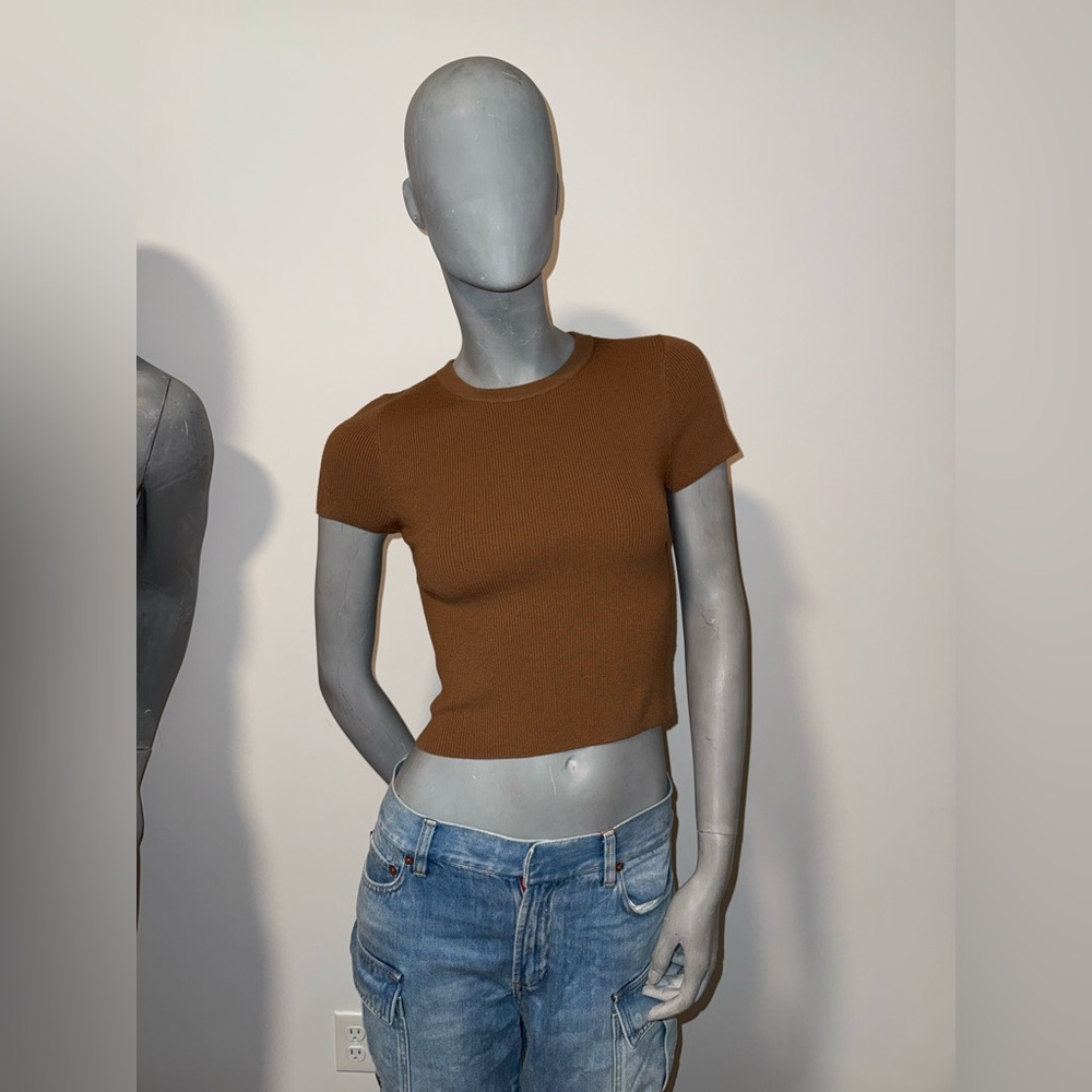 Alice + Olivia Brown Crop Top